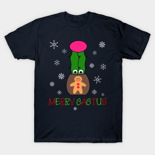 Merry Cactus - Hybrid Cactus In Gingerbread Man Pot T-Shirt